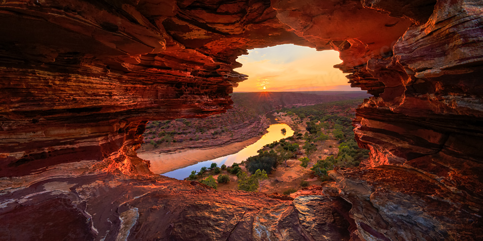 cave at sunset